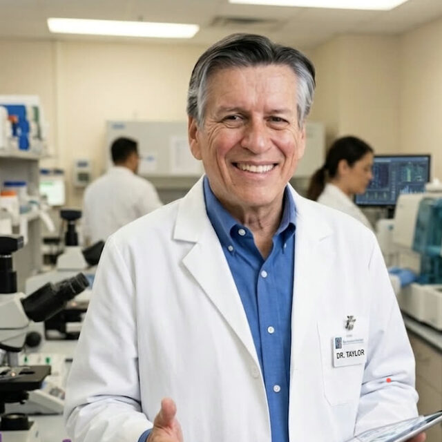 Dr. Robert Taylor in a clinical laboratory
