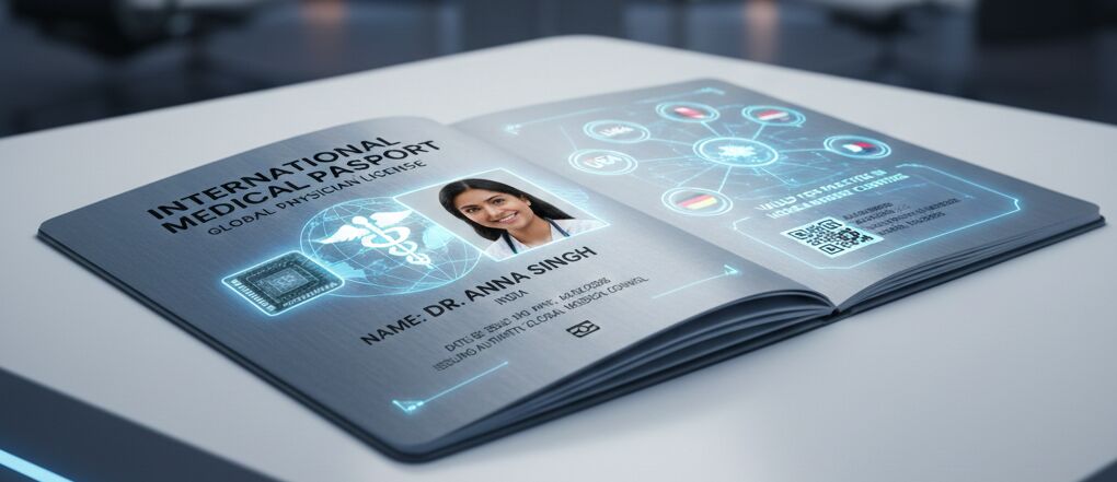 Illustration of an international medical passport document